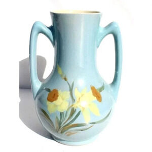 VTG Calif Regal Square Vase Planters Pot Daffodil Design Artist Signed Pottery